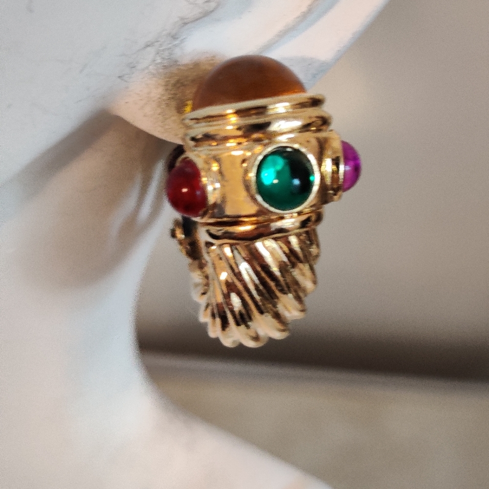 Vintage 80s Jeweled Cornucopia Earrings Unsigned Ciner
